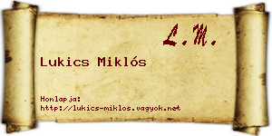 Lukics Miklós névjegykártya
